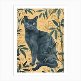 Russian Blue Cat Japanese Illustration 4 Art Print