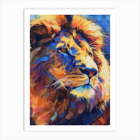 Asiatic Lion Portrait Close Up Fauvist Painting 2 Art Print