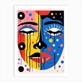 Abstract Pop Art Geometric Colourful Face 9 Art Print