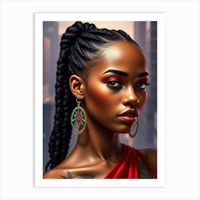 Black Woman With Braids Art Print