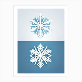 Cold, Snowflakes, Retro Minimal 2 Art Print