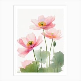Lotus Flowers Acrylic Painting In Pastel Colours 6 Art Print