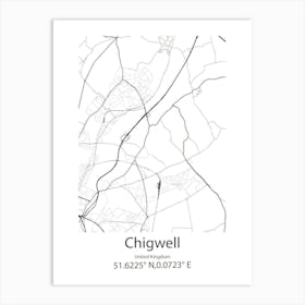 Chigwell,United Kingdom Minimalist Map Art Print