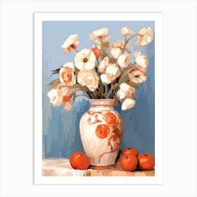 Poppy Flower And Peaches Still Life Painting 2 Dreamy Art Print