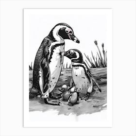 African Penguin Feeding Their Chicks 2 Art Print