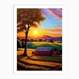 Sunset On The Farm 4 Art Print