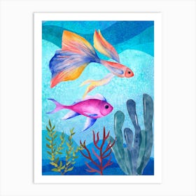 Ratio 3x4 Exotic fishes watercolor Art Print