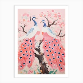 Vintage Japanese Inspired Bird Print Peacock 1 Art Print