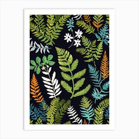 Seamless Pattern With Ferns Art Print