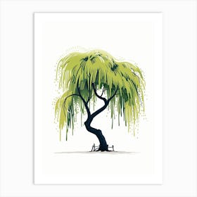 Willow Tree Pixel Illustration 4 Art Print