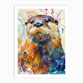 Otter Colourful Watercolour 1 Art Print