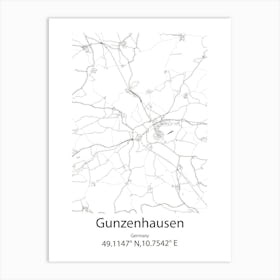 Gunzenhausen,Germany Minimalist Map Art Print