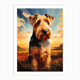 Terrier In The Field Art Print