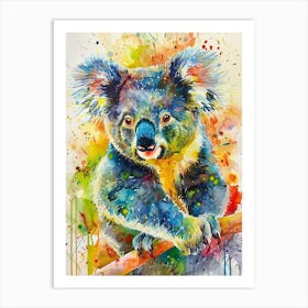 Koala Colourful Watercolour 3 Art Print