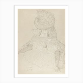 Seated Woman From The Front With Hat, Face Hooded (1910), Gustav Klimt Art Print