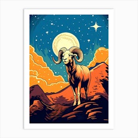 Ram with moon Art Print