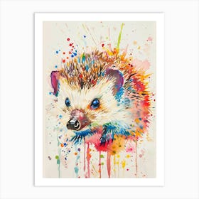 Hedgehog Colourful Watercolour 2 Art Print