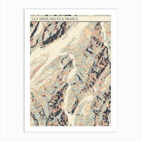 Les Trois Vallees France Hillshade Map Art Print