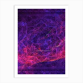 Cosmic mandala #10 - space neon poster Art Print