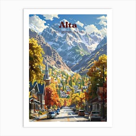 Alta Utah Salt Lake Travel Art Illustration Art Print