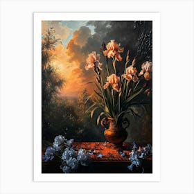 Baroque Floral Still Life Iris 1 Art Print