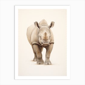 Detailed Vintage Illustration Of A Rhino 7 Art Print