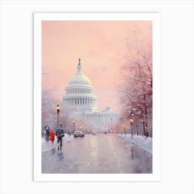 Dreamy Winter Painting Washington Dc Usa 2 Art Print