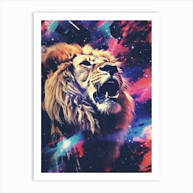 Lion Zodiac Retro Collage 4 Art Print