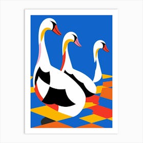 Swans Abstract Pop Art 1 Art Print