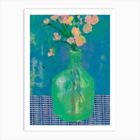 Bouquet Of Wild Flowers In A Green Bottle Art Print