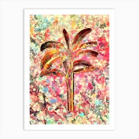 Impressionist Banana Tree Botanical Painting in Blush Pink and Gold Art Print