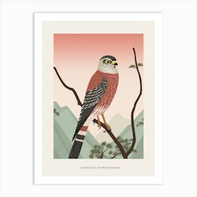 Minimalist Eurasian Sparrowhawk 2 Bird Poster Art Print