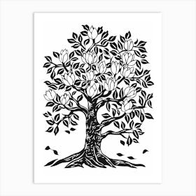 Magnolia Tree Simple Geometric Nature Stencil 4 Art Print