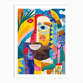 Matisse Inspired, Man In The Jungle, Fauvism Style Art Print