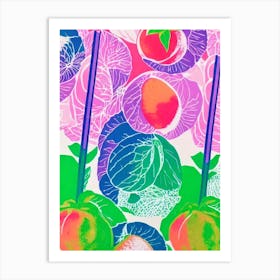 Peach Risograph Retro Poster Fruit Art Print