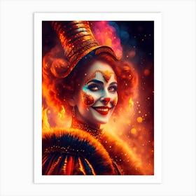 Clown in Fire 1 Art Print