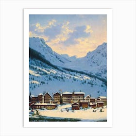 Serre Chevalier, France Ski Resort Vintage Landscape 1 Skiing Poster Art Print