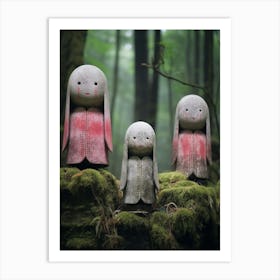 Jizo Statues Japanese Style Illustration 7 Art Print