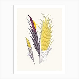 Corn Silk Spices And Herbs Minimal Line Drawing 1 Art Print