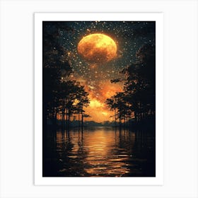 Full Moon Over The Water 7 Art Print