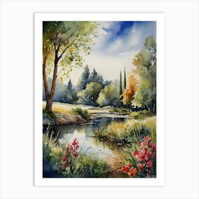 Watercolor Of A River 12 Art Print