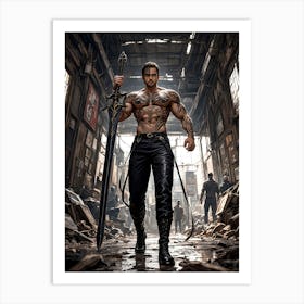 Muscular Barbarian Warrior Art Print #2 Art Print