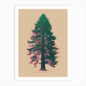 Redwood Tree Colourful Illustration 3 Art Print