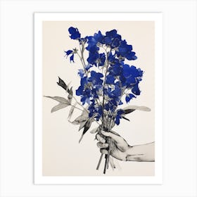 Blue Botanical Lobelia Art Print