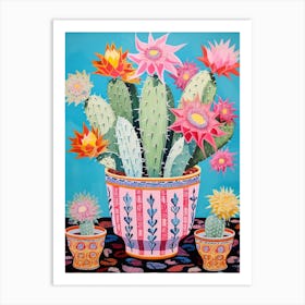 Cactus Painting Maximalist Still Life Crown Of Thorns Cactus Art Print