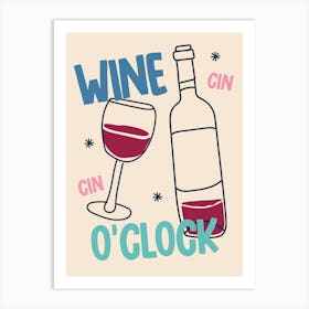 Wine Gin Clock Art Print