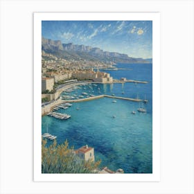 Greek Coastline Serenity City By The Sea Art Print