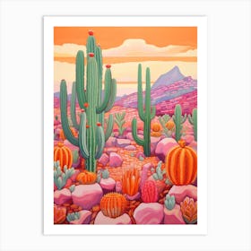 Cactus In The Desert Painting Notocactus 1 Art Print