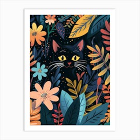 Black Cat In The Forest 4 Art Print