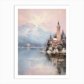 Dreamy Winter Painting Lake Bled Slovenia 3 Art Print